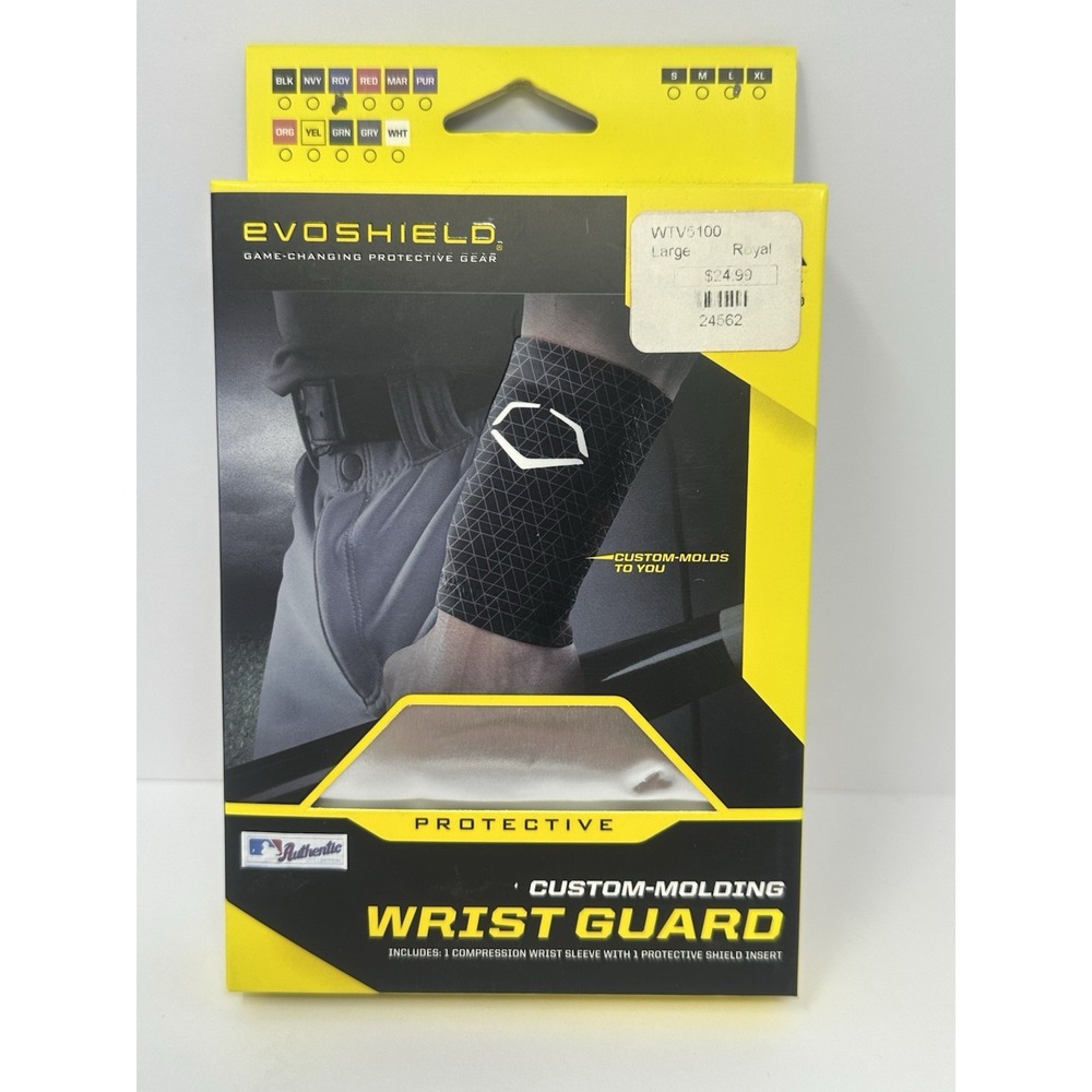 NEW!! EvoShield MLB Sz L Protective Wrist Guard Royal Blue Geometric Print S7